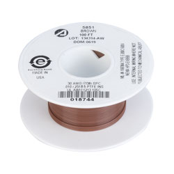 Alpha Wire 5851 BR005 Brown 30AWG 7/38 TYPE E Hu Wire Teflon (100 ft)