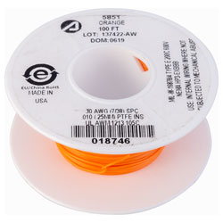 Alpha Wire 5851 OR005 Orange 30AWG 7/38 TYPE E Hu Wire Teflon (100 ft)