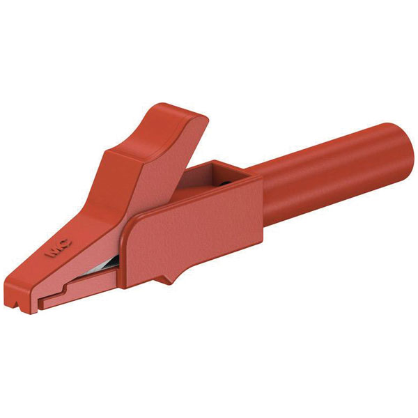 Stäubli 240157-22 SAGK4-K safety terminal CAT II red slim brass se...