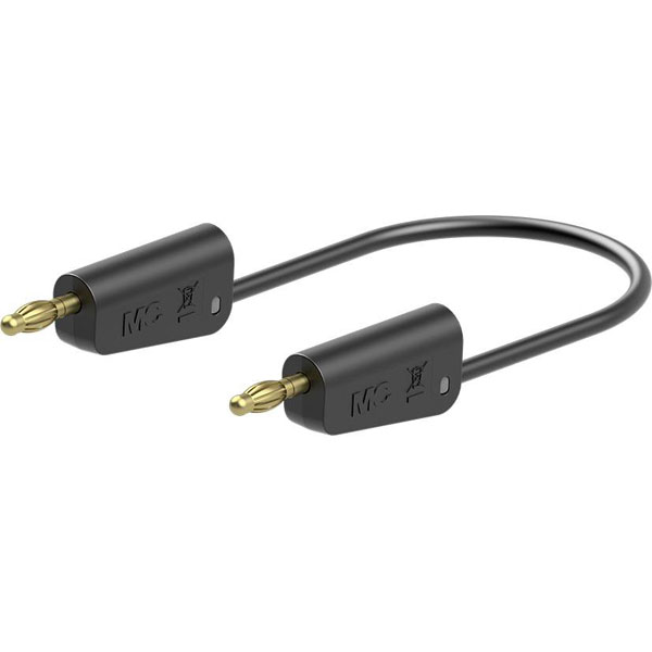 Stäubli 641035-20021 Test lead, 200cm Black, stackable Ø4mm plugs,...