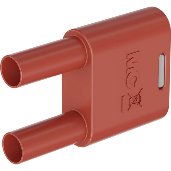 Stäubli 664010-22 SKS2-4N-19 connector, red, 4mm pin, brass, insul...