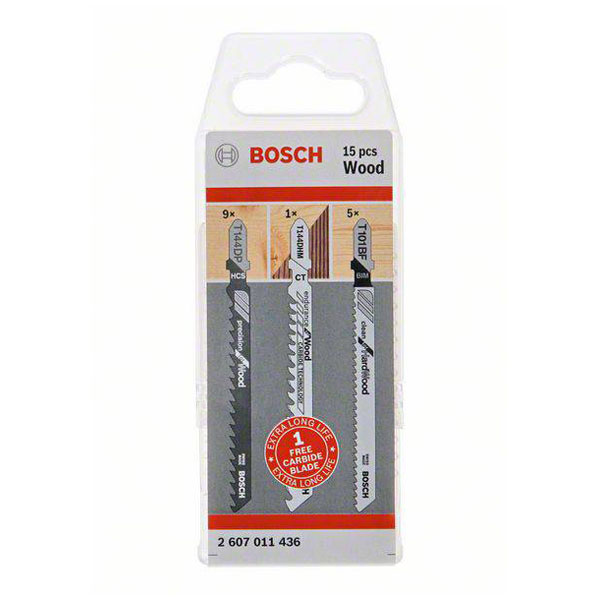 Bosch 2607011436 Jigsaw Blades Pack 15piece For All Wood Types