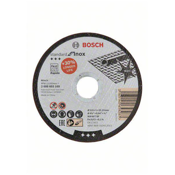 Bosch 2608603169 WA60TBF Cutting Disc 115mm Steel/Stainless Inox Cuts