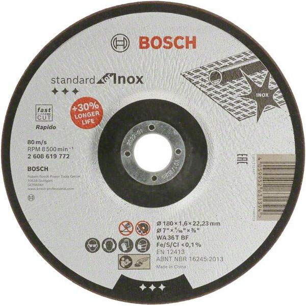 Bosch 2608619772 Standard Inox Cutting Disc 180mm Steel Reliable P...
