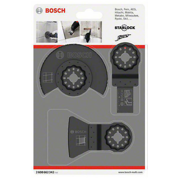 Bosch 2608662342 Multitool Set: 3 Starlock Blades for Tile & Wood