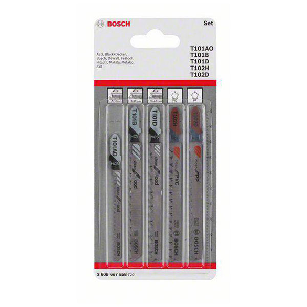 Bosch 2608667858 Jigsaw Blade Set 5-piece Clean Cuts in Wood & Plastic