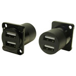 Cliff CP30086 Dual USB 2.0 A-A Adapter Black Metal Finish 1pc