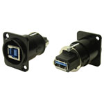 Cliff CP30109 XLRFT USB 3.0 B-A Socket Adapter Black Metal Ground