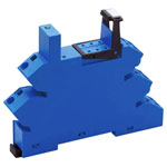 Finder 93.52.0.024 Relay Socket spring terminals blue DIN Rail EMC display