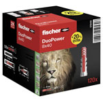 Fischer 570410 DuoPower Plug 8x40 mm120pcs high-quality nylon