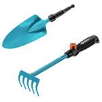 GARDENA 17354-60 Combisystem Tool Set: Trowel Rake Handle for Planting