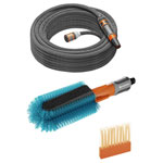 GARDENA 18864-20 Combisystem Cleaning Kit: Bike Wash Set with Hose & Brush
