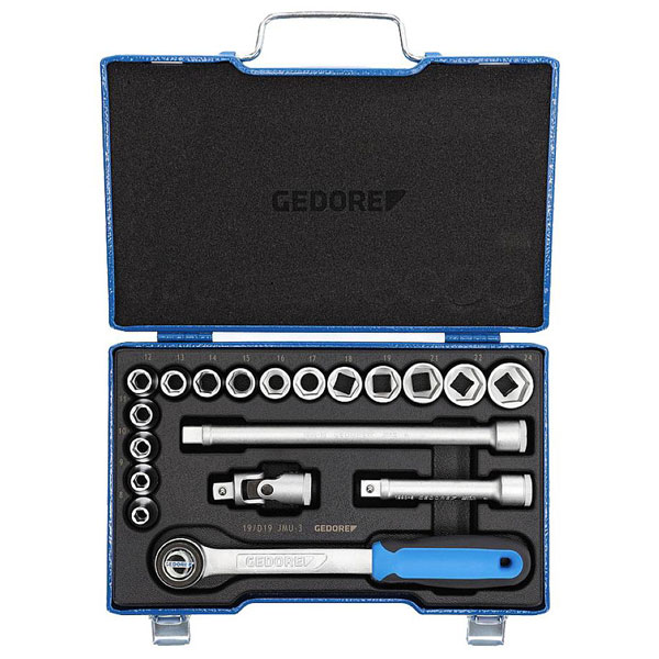 Gedore 2682842 Socket Wrench Set 1/2" 19 pieces, hexagonal 8-24 mm