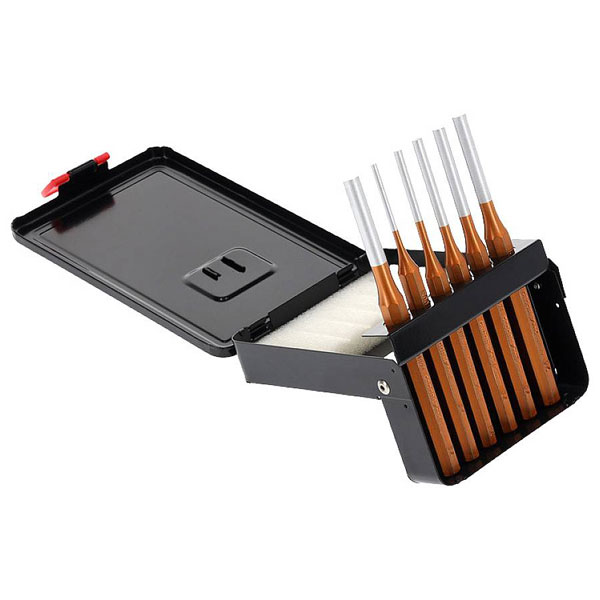 Gedore RED 3300823 Pin Punch Set in metal folding cassette, 6 Piec...