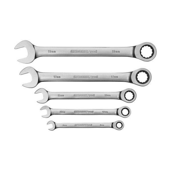 Gedore RED 3300849 Combination Ratchet Wrench Set 5 Pieces 8-19 mm