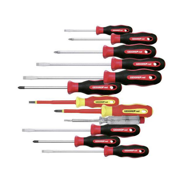 Gedore RED 3301273 2C-Screwdriver Set 12 Pieces PH+PZ+SL