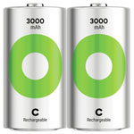 GP RCK300C136C2 ReCyko Rechargeable NiMH C Batteries 3000mAh 2-Pack