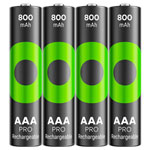 GP RCP80AAA174C4 ReCyko Pro AAA Batteries 800mAh 1.2V Rechargeable 4pieces