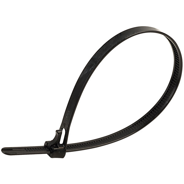 UniStrand Releasable Cable Ties Black 250mm (Pack of 100) | Rapid Online