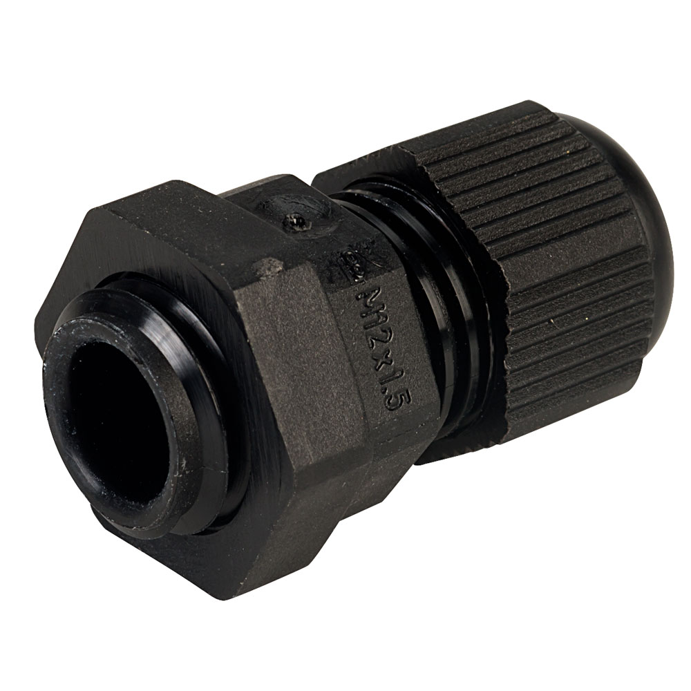 Jacob 50007M12PASW M12 Black Dome Cable Gland | Rapid Online