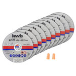 kwb 712022 cutting disc set 125mm 10 pcs Metal cutting discs earplugs