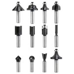 kwb 757290 Milling Set: 8mm shank Carbide tips 12-piece for Wood.