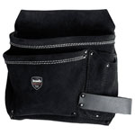 kwb 906510 tool bumbag leather black dual seam rivets compartments