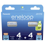 Panasonic 52302191 Eneloop Batteries AAA/AA 8pcs Rechargeable Long-Life