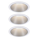Paulmann 93410 Cole Recessed LED Ceiling Light Set Dimmable 3x6W White/Silver