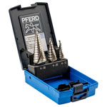 PFERD 25201046 step drill bit set 3 HSS bits 4–30 mm in case