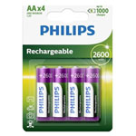 Philips 2867 Battery HR6 AA Rechargeable NiMH 2600mAh 1.2V 4 Pack