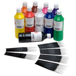 Scola Acrylic Paint Pack 10 & Sable Brushes Pack of 50