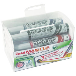 Pentel MWL5M/MAG/4-M Maxiflo White Board Marker with Magnetic Eraser