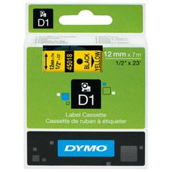DYMO S0720580 D1 Tape 12mm x 7m Black on Yellow.