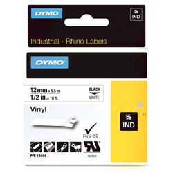 DYMO S0718600 / 18444 RHINO 12mm Vinyl Black on White