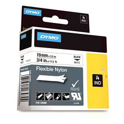 DYMO S0718120 / 18489  / 18759 RHINO Nylon Tape 19mm Black on White