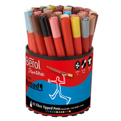 Berol Colourbroad Fibre Tip Pens Assorted Tub of 42