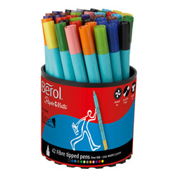 Berol by Paper Mate Assorted Colours Fibre Tip Pens Pack of 42