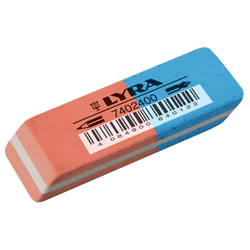 Lyra 7402400 Indian Rubber Eraser Red/Blue Box of 40