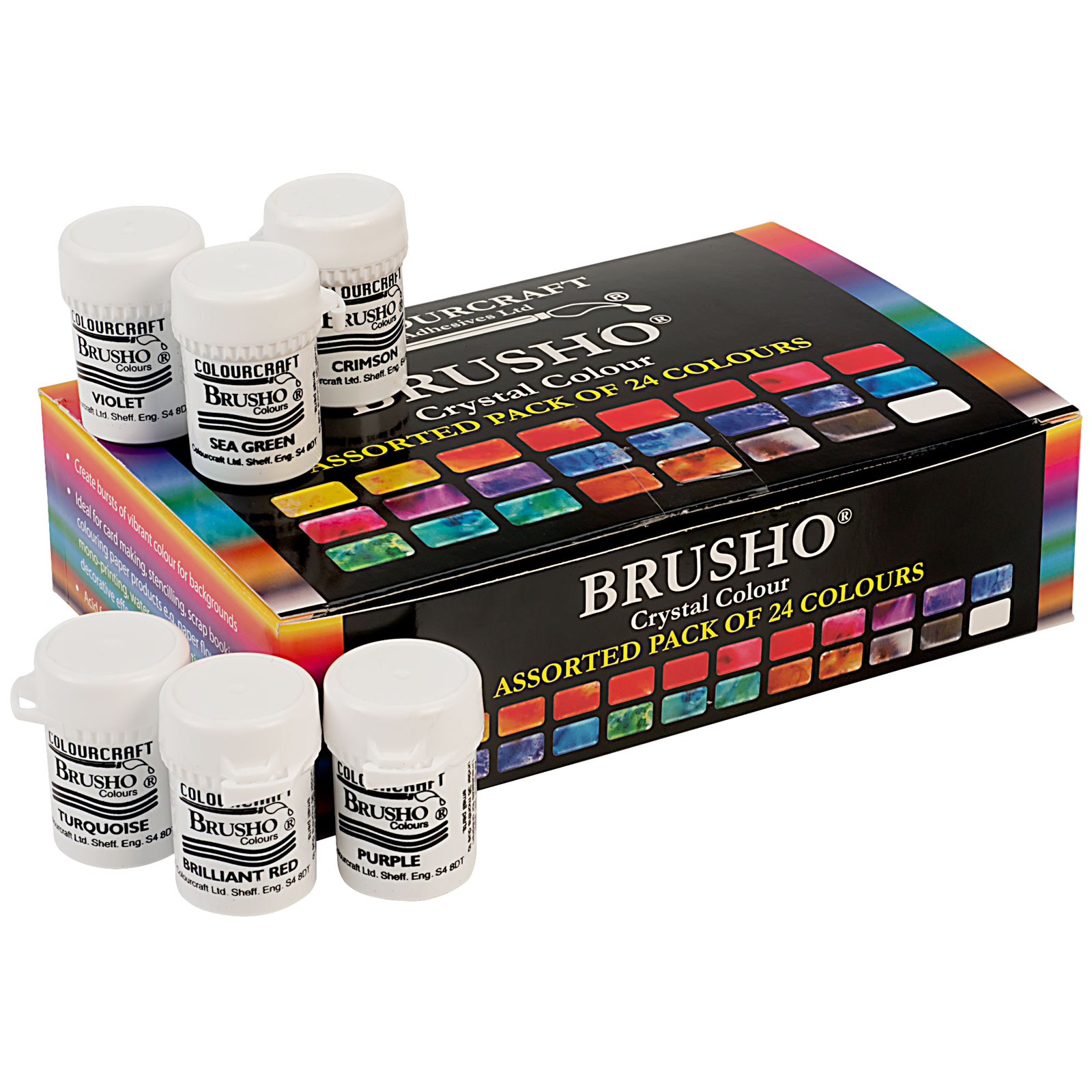 Colourcraft Brusho Crystal Colour Pigment Powder 15g Pots -  UK