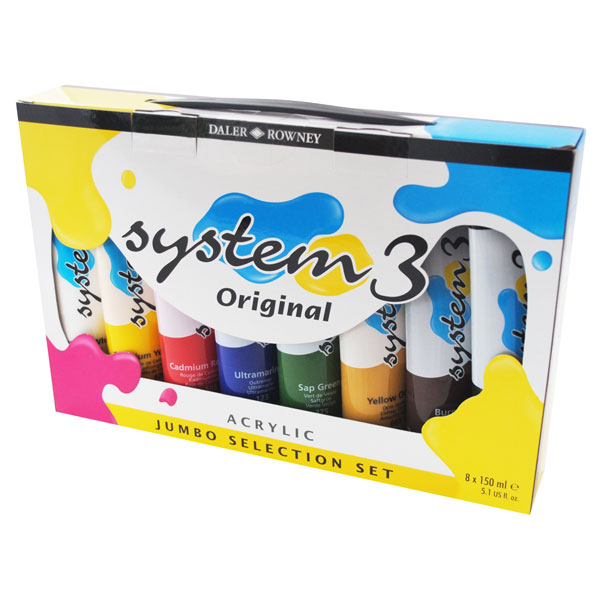 Daler Rowney System 3 Acrylic Paint Assorted Set (8 x 150ml Tubes