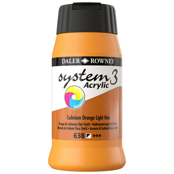 Daler Rowney System 3 Acrylic Paint Orange Light (500ml)