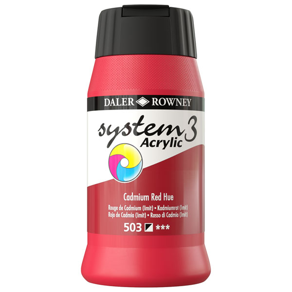 Daler Rowney System 3 Acrylic Paint Cadmium Red (500ml