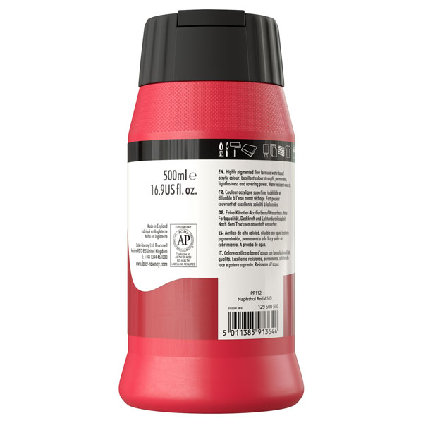 Daler-Rowney System 3 Acrylic Paint in Cadmium Red (Hue) - 500ml Bottle