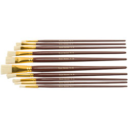 Major Brushes Hog Bristle Oil and Acrylic Brush Set of 10