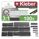 Quadrios 201711CA003 Heatshrink Set Black 3:1 Ratio 100 pcs Adhesive
