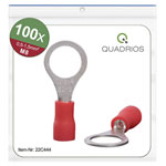Quadrios 22C444 Ring Terminal Set 1.5mm² 8.5mm Hole Red Insulated