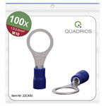 Quadrios 22C450 Ring Terminal 2.5mm² 10.5mm Hole Partially Insulated Blue
