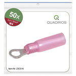 Quadrios 23C516 Ring Terminal 1.5mm² 4.3mm Hole Red 50pcs Heat Shrink 90°C