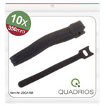 Quadrios 23CA188 Hook-and-Loop Cable Ties 350x14mm Black 10pcs Polyamide